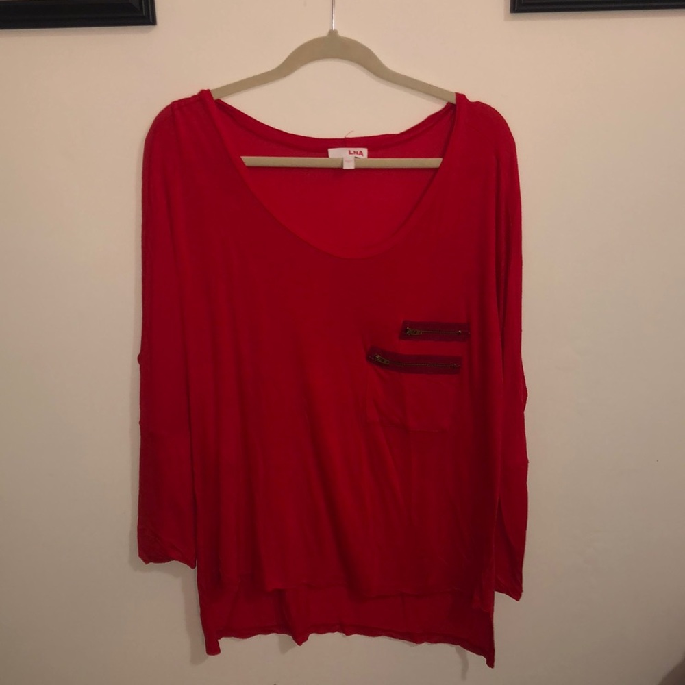 LNA 3/4 sleeve shirt with gold zipper pockets